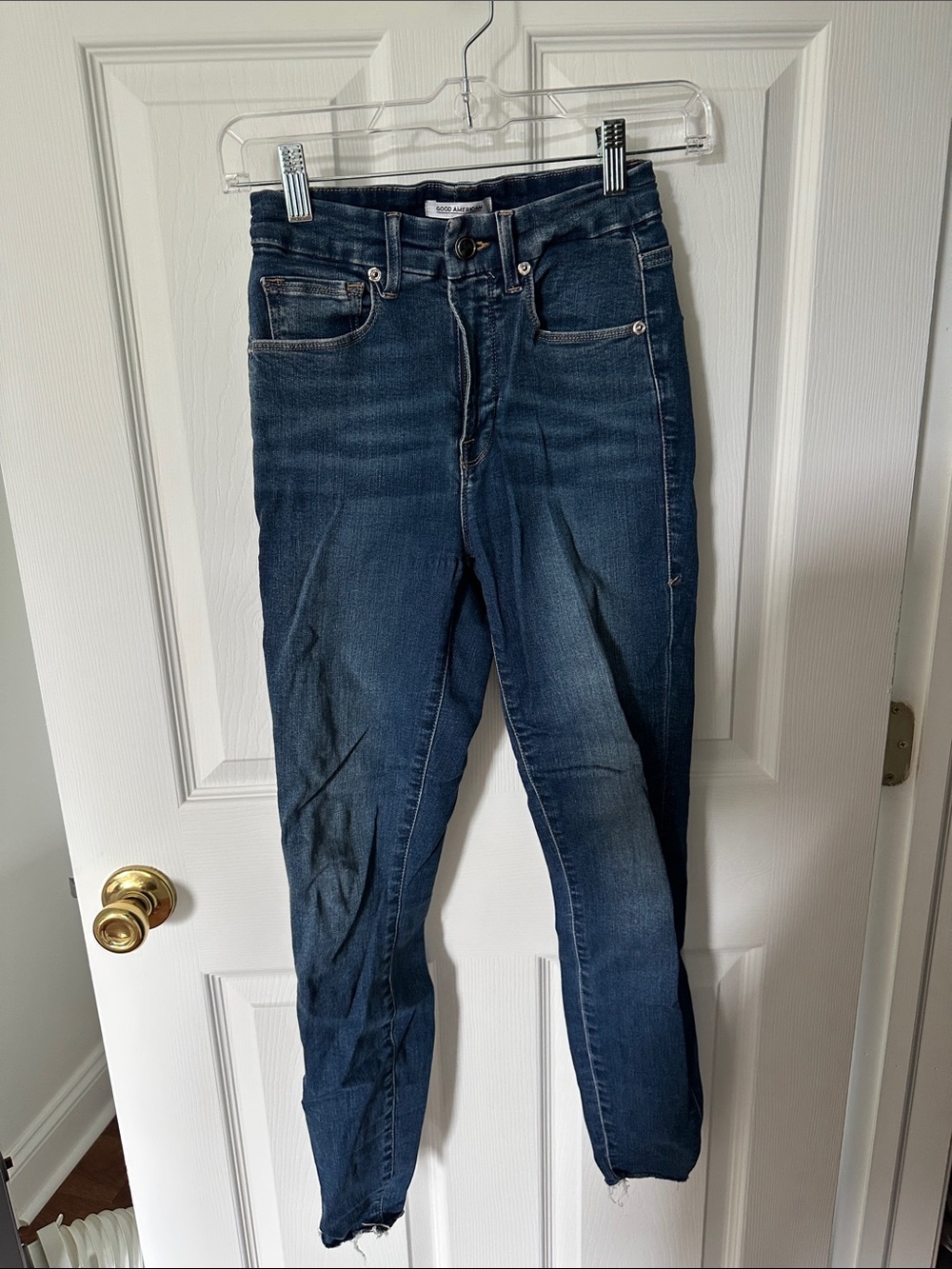 Good American Good Waist Crop Dark Indigo Skinny Jeans